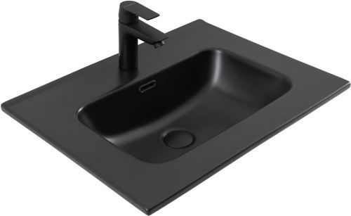 Раковина керамическая Aquanet Flat 00329253 61х47 полувстраиваемая цвет черный 1 отверстие под смеситель