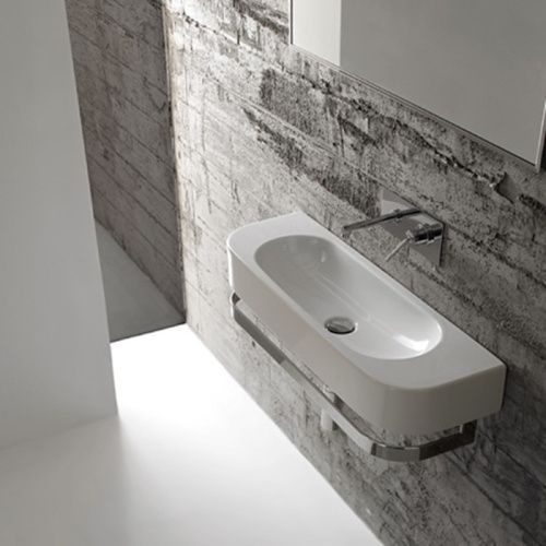 Раковина керамическая Globo Forty3 70 см SCT70.BI*1sx подвесная цвет белый 1 отверстие под смеситель