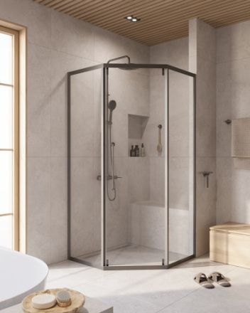 Душевой уголок Cezares RELAX 304 RELAX-304-P-1-100-C-GM 100х100 стекло прозрачное профиль оружейная сталь без поддона