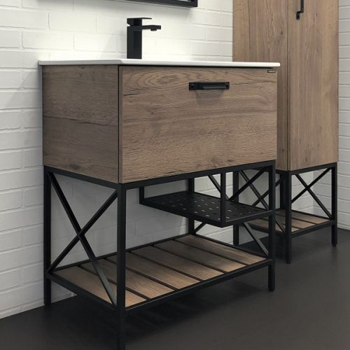 Тумба с раковиной Comforty Бредфорд 00-00008074CF 76х47х87 напольная цвет дуб темный