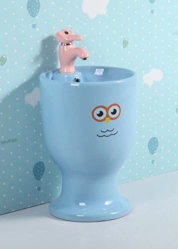 Раковина керамическая Gid Aventura 69914 37х37 напольная цвет голубой 1 отверстие под смеситель