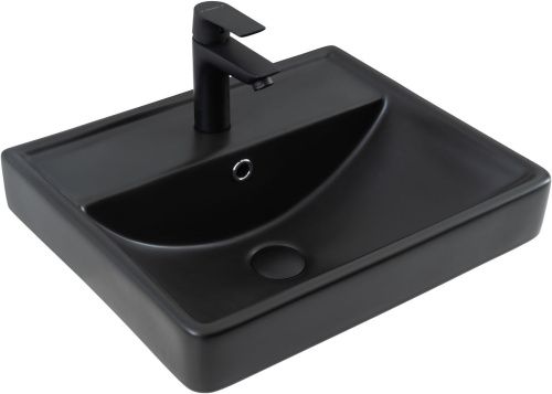 Раковина керамическая Aquanet Ирис 00329246 52х42 полувстраиваемая цвет черный 1 отверстие под смеситель
