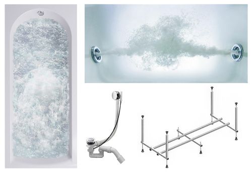 Ванна акриловая гидромассажная Timo MIKA MIKA1880-KT18-SPV1505-T-CM 180х80 пристенная прямоугольная с каркасом