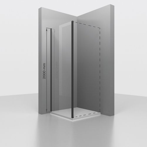 Боковая стенка RGW 352205309-14 90х200 стекло прозрачное профиль черный