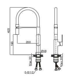 Смеситель для кухни AQG Alpha 05BCA500NG на столешницу хром/черный матовый - фото 2