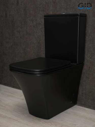 Унитаз напольный с бачком Gid Cuadrado Tn2184Bm (62252Y) черный матовый с сиденьем микролифт безободковый