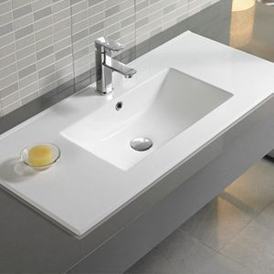 Раковина из сантехнического фарфора Melana 9120E-805 120х50 накладная цвет белый 1 отверстие под смеситель