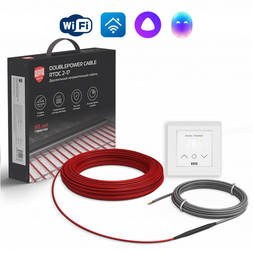 Нагревательный кабель для теплого пола Royal Thermo RTDC 2-17-600 комплект с RTS-16