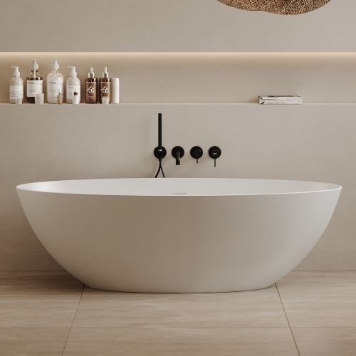 Ванна из искусственного камня Abber Stein AS9625-1.6 160х75 отдельностоящая овальная с ножками