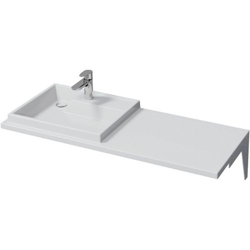 Раковина из искусственного камня СанТа Юпитер 900124 121х50 над стиральной машиной цвет белый 1 отверстие под смеситель