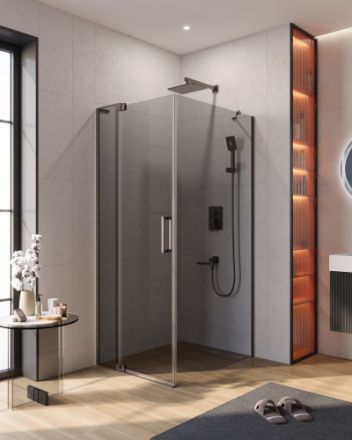 Душевой уголок Cezares SLIDER SLIDER-AH-1-90-80/90-GRIGIO-GM 80х90 стекло тонированное профиль оружейная сталь без поддона
