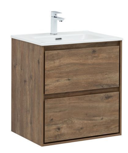 Тумба под раковину Aquanet Милан 00336377 60х45х64 подвесная цвет темное дерево