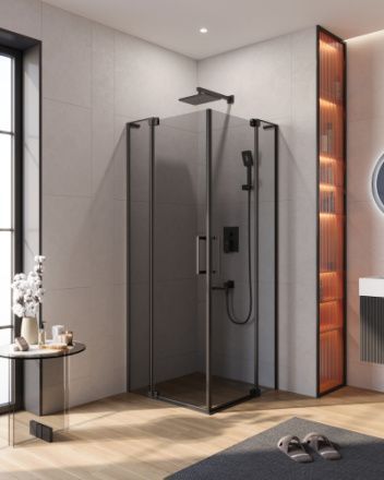 Душевой уголок Cezares SLIDER SLIDER-AH-2-70/80-80/90-GRIGIO-NERO 70х80 стекло тонированное профиль черный без поддона