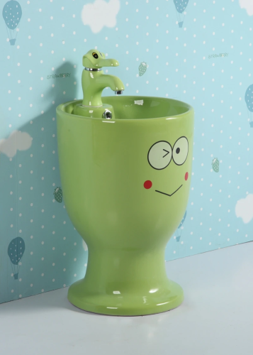 Раковина керамическая Gid Aventura 69915 37х37 напольная цвет зеленый 1 отверстие под смеситель