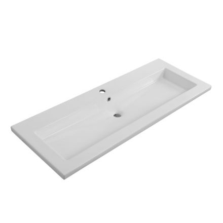 Раковина керамическая Cezares CZR-8070-120 121х46 подвесная цвет белый глянцевый 1 отверстие под смеситель