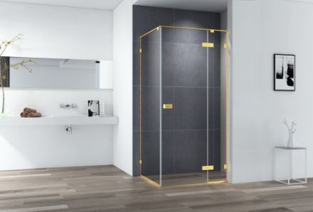 Душевой уголок Cezares BELLAGIO BELLAGIO-A-1-100-C-BORO 100х100 стекло прозрачное профиль золото брашированное без поддона