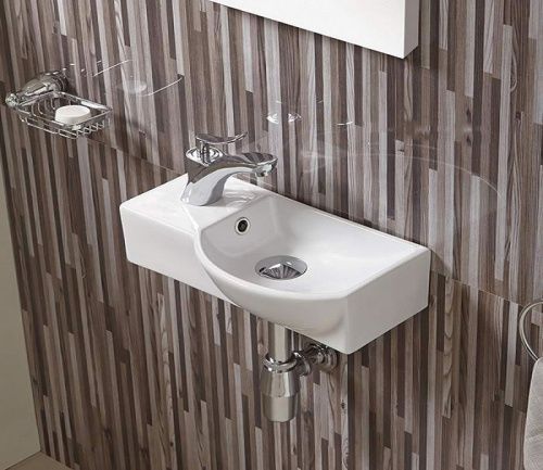 Раковина из санфаянса CeramaLux 7947AR 41х23 подвесная цвет белый 1 отверстие под смеситель