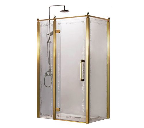 Душевой уголок Azario ONTARIO AZ-NBB1231-L 900 GOLD 120х90 стекло с рисунком профиль золото без поддона