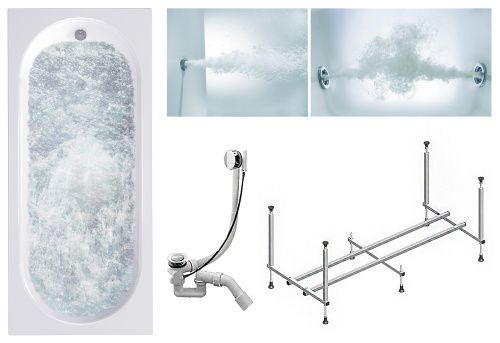 Ванна акриловая гидромассажная Timo ROHA ROHA1570-KT15-SPV1505-T-CM-T-BM 150х70 пристенная прямоугольная с каркасом