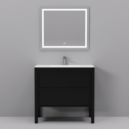 Тумба с раковиной+зеркало Art Decco Elisa (Элиса) AES09F78S2MF 90x45x85 напольная цвет черный дуб