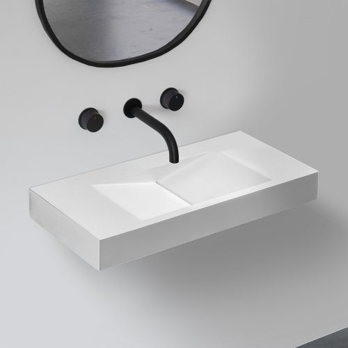 Раковина из искусственного камня Abber STEIN AS2641 100х48 подвесная цвет белый матовый без отверстий под смеситель