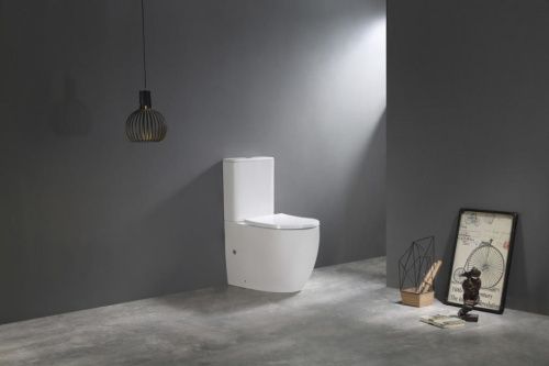 Унитаз напольный с бачком CeramaLux TR2176 белый глянцевый с сиденьем микролифт смыв торнадо