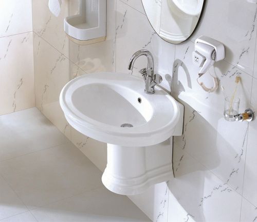 Раковина из санфаянса CeramaLux 2011 75х57 подвесная цвет белый 1 отверстие под смеситель