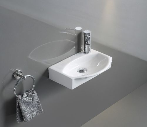 Раковина из санфаянса CeramaLux 78014T 42х30 подвесная цвет белый 1 отверстие под смеситель