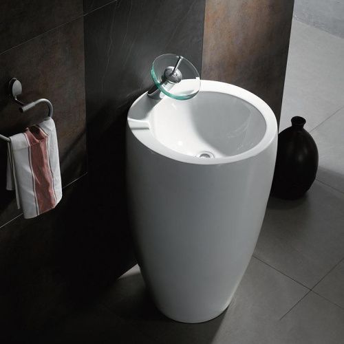 Раковина из санфаянса CeramaLux B133 51х51 напольная цвет белый 1 отверстие под смеситель