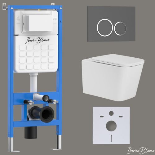 Комплект унитаз с инталляцией и клавишей смыва Iberica Blanca TOLEDO ALTO IB001.TLA.234.827