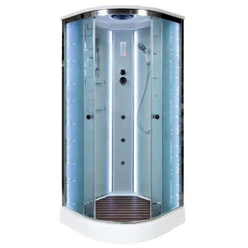 Душевая кабина AvaCan EM1580LED+GM 80х80 четверть круга с крышей ориентация универсальная