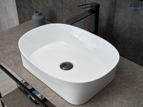 Раковина керамическая Gid Creativo 51233 50х40 накладная цвет белый без отверстий под смеситель