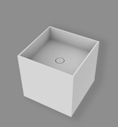Раковина из композита Moma Half Tower 2 HT2002.WFIX 40х40 подвесная цвет белый матовый без отверстий под смеситель