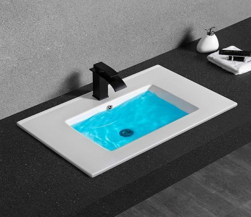 Раковина из сантехнического фаянса CeramaLux YJ803-70 70х40 встраиваемая цвет белый 1 отверстие под смеситель