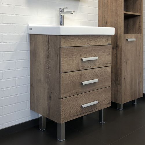 Тумба с раковиной Comforty Никосия 00-00008852CF 60х40х86 напольная цвет дуб темный