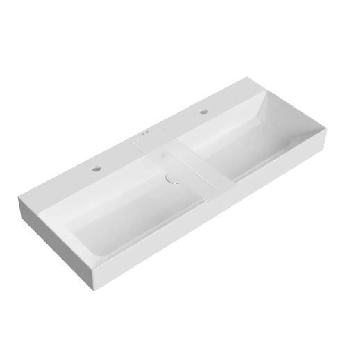 Раковина керамическая Kerama Marazzi GRANDE GR.wb.120.2 119х48 подвесная цвет белый 2 отверстия под смеситель