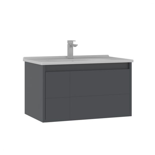 Тумба с раковиной Orka Likya 5002491 80х50х46 цвет антрацит матовый