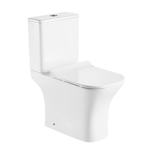 Унитаз-компакт напольный с бачком Azario FRETTA SQUARE AZ-5121-G белый с сиденьем микролифт безободковый каскадный смыв