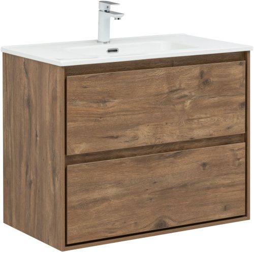 Тумба под раковину Aquanet Милан 00336379 80х45х64 подвесная цвет темное дерево