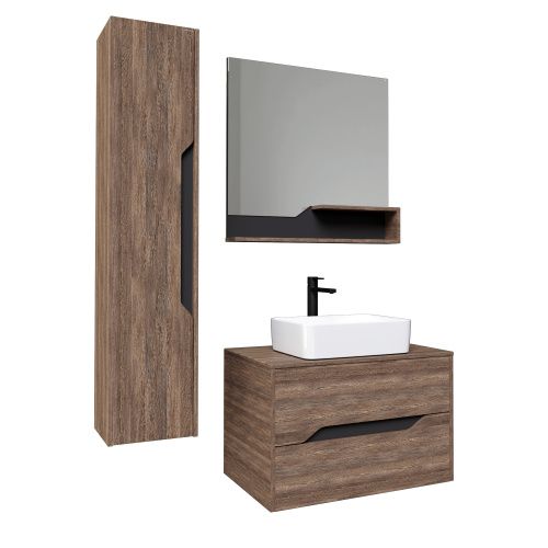 Шкаф-пенал Grossman Лайф 303202 32х30х150 подвесной цвет винтажное дерево темное/графит