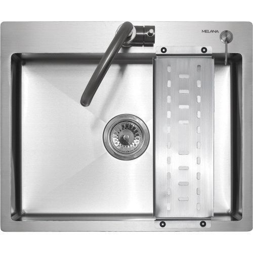 Кухонная мойка Melana ProfLine MLN-R6050H+дозатор+коландером 60х50 цвет сатин поверхность матовая