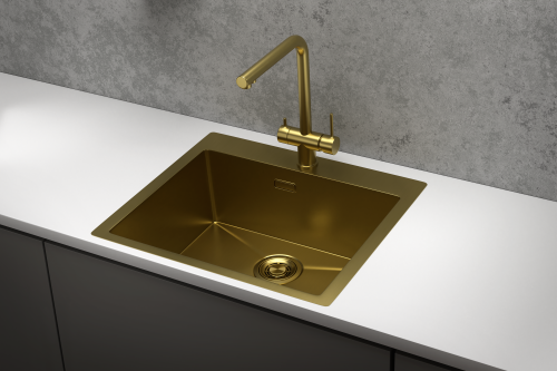 Кухонная мойка Granula 5951, ЗОЛОТО САТИН 59х51 цвет золото сатин поверхность матовая