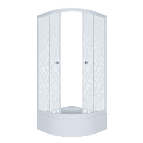 Душевой уголок Тритон Стандарт Щ0000061785 100х100 стекло прозраное с рисунком профиль белый с поддоном