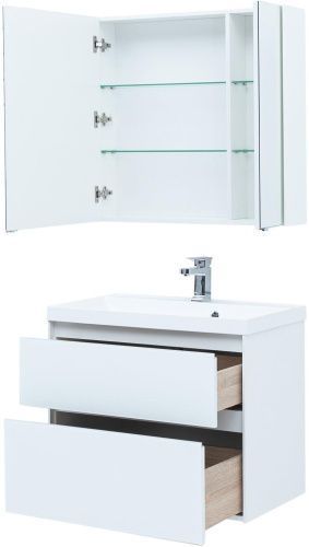 Тумба под раковину Aquanet Гласс 00238361 79х45х61 напольная/подвесная цвет белый