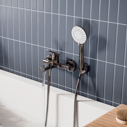 Смеситель для ванны и душа Wasserkraft Dill 6100 6101 настенный хром
