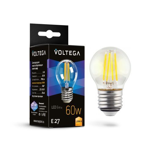 Лампа светодиодная Voltega Globe E27 6W 7214