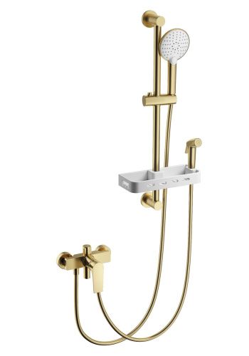 Душевой гарнитур со смесителем Wonzon & Woghand WW-A31003-BG настенный золото