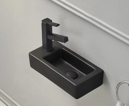 Раковина керамическая Gid Suspendido 62203R 37х18 подвесная цвет черный матовый 1 отверстие под смеситель