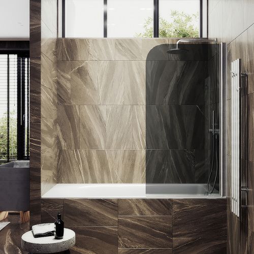 Душевая шторка на ванну Maybah Glass MGV-623-5 80х140 стекло тонированное профиль хром матовый ориентация универсальная