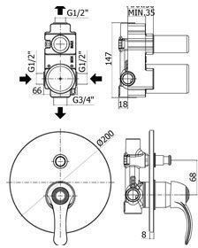 Смеситель для душа Paffoni Giorgia GI015BR встраиваемый в стену бронза - фото 2